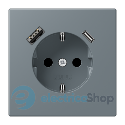 Розетка с з/к и USB тип AC JUNG LC1520-15CA251 gris 59 (4320H)