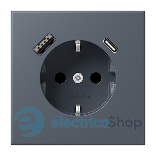 Розетка с з/к и USB тип AC JUNG LC1520-15CA262 gris foncé (4320U)