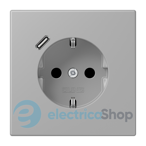 Розетка с з/к и USB тип C JUNG LC1520-18C204 gris moyen (32012)