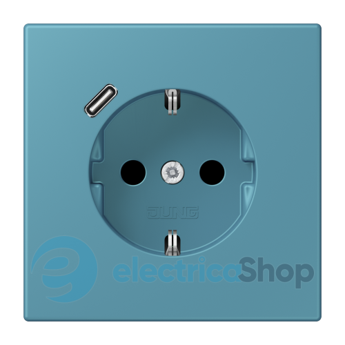 Розетка с з/к и USB тип C JUNG LC1520-18C212 céruléen vif (32031)