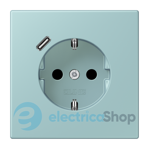 Розетка с з/к и USB тип C JUNG LC1520-18C214 céruléen clair (32033)