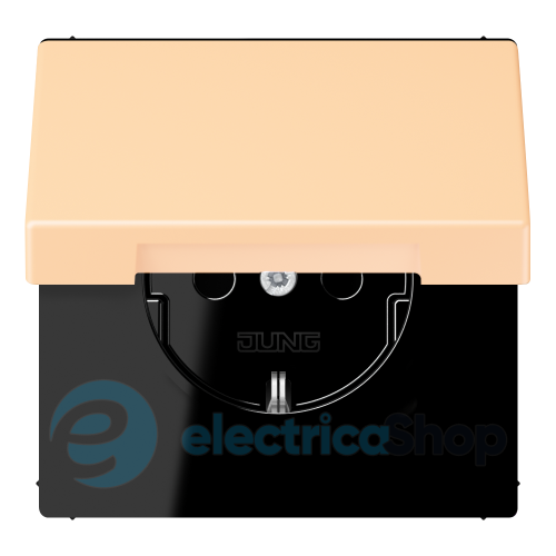 Розетка с з/к с крышкой и шторками 250V/16A, пруж.зажим JUNG LC1520BFKIKL223 ocre (32060)