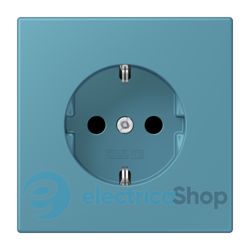 Розетка с з/к 250V/16A со шторками, пруж.зажим JUNG LC1520KI212 céruléen vif (32031)