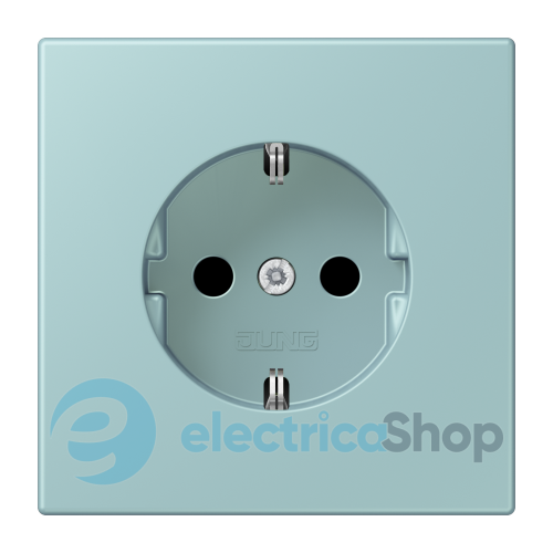 Розетка с з/к 250V/16A со шторками, пруж.зажим JUNG LC1520KI214 céruléen clair (32033)