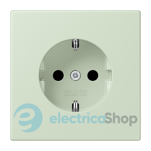 Розетка с з/к 250V/16A со шторками, пруж.зажим JUNG LC1520KI218 vert anglais pâle (32042)