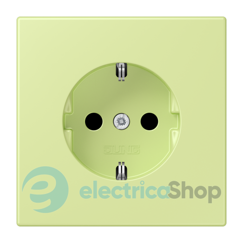 Розетка с з/к 250V/16A со шторками,  пруж.зажим JUNG LC1520KI222 vert jaune clair (32053)