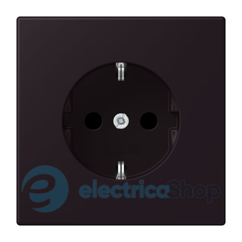 Розетка с з/к 250V/16A со шторками,  пруж.зажим JUNG LC1520KI248 noir d'ivoire (4320E)