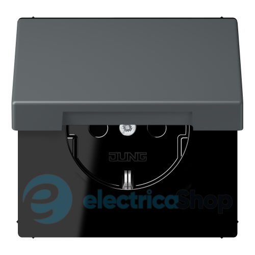 Розетка с з/к 250V/16A с крышкой, пруж.зажим JUNG LC1520BFKL202 gris foncé 31 (32010)