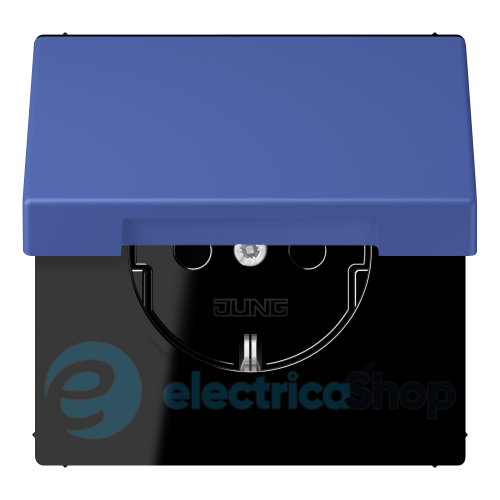 Розетка с з/к 250V/16A с крышкой, пруж.зажим JUNG LC1520BFKL206 bleu outremer 31 (32020)