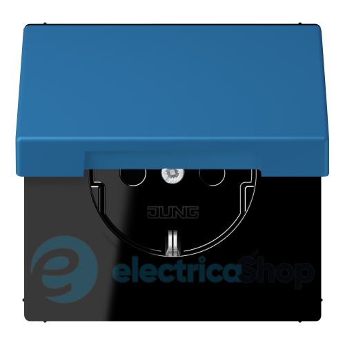 Розетка с з/к 250V/16A с крышкой, пруж.зажим JUNG LC1520BFKL211 bleu céruléen 31 (32030)