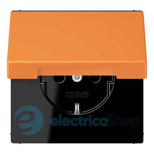 Розетка с з/к 250V/16A с крышкой, пруж.зажим JUNG LC1520BFKL225 orange clair (32081)