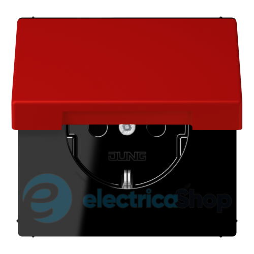 Розетка с з/к 250V/16A с крышкой, пруж.зажим JUNG LC1520BFKL227 rouge vermillon 31 (32090)
