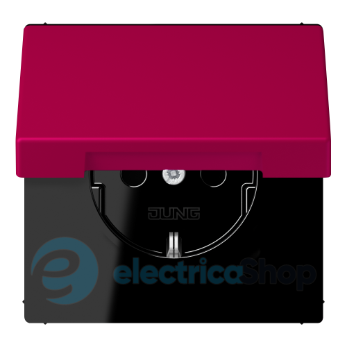 Розетка с з/к 250V/16A с крышкой, пруж.зажим JUNG LC1520BFKL230 rouge rubia (32101)