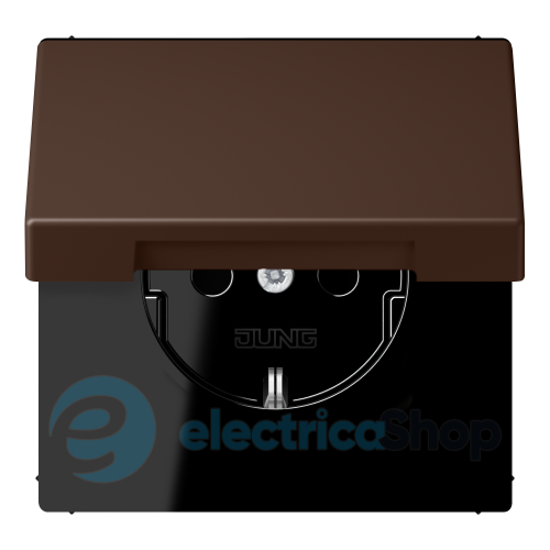 Розетка с з/к 250V/16A с крышкой, пруж.зажим JUNG LC1520BFKL239 terre d’ombre brûlée 31 (32130)