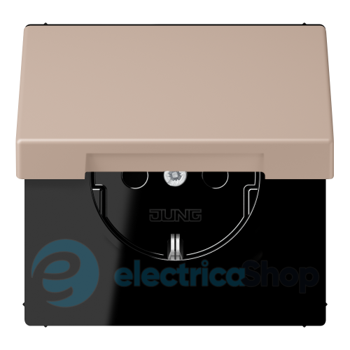 Розетка с з/к 250V/16A с крышкой, пруж.зажим JUNG LC1520BFKL240 ombre brûlée claire (32131)