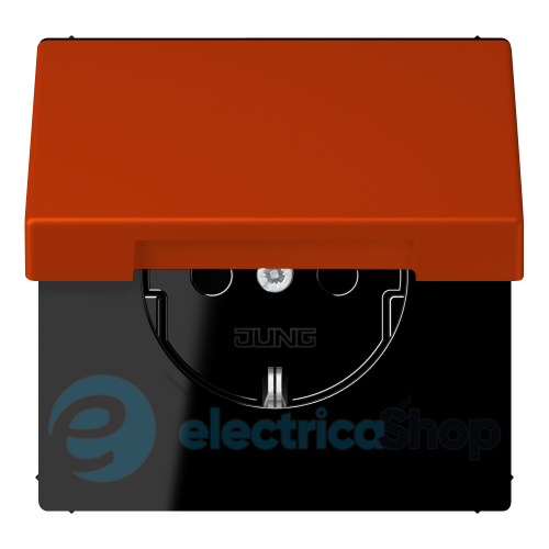 Розетка с з/к 250V/16A с крышкой, пруж.зажим JUNG LC1520BFKL244 rouge vermillon 59 (4320A)