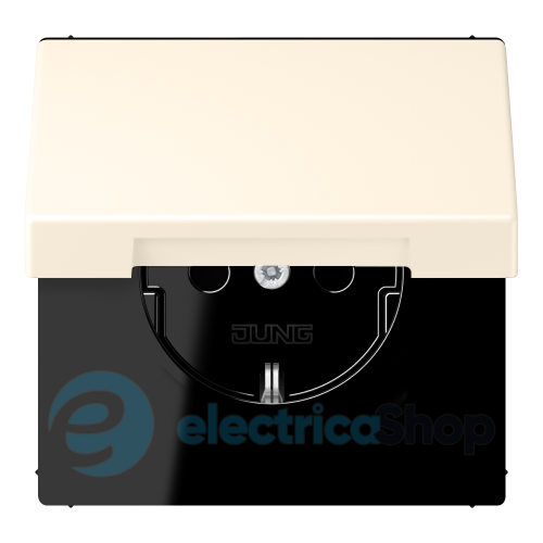 Розетка с з/к 250V/16A с крышкой, пруж.зажим JUNG LC1520BFKL245 blanc ivoire (4320B)