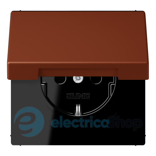 Розетка с з/к 250V/16A с крышкой, пруж.зажим JUNG LC1520BFKL247 terre sienne brûlée 59 (4320D)