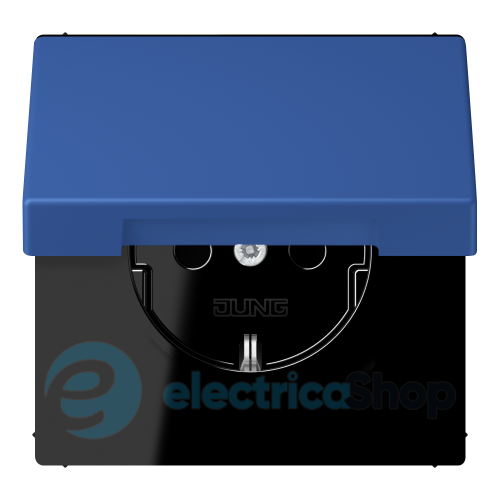 Розетка с з/к 250V/16A с крышкой, пруж.зажим JUNG LC1520BFKL253 bleu outremer 59 (4320K)