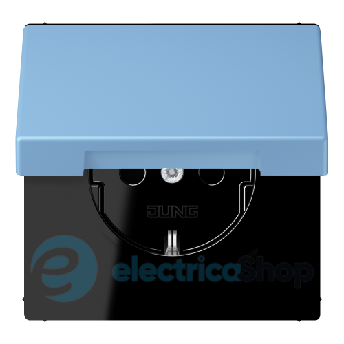 Розетка с з/к 250V/16A с крышкой, пруж.зажим JUNG LC1520BFKL256 bleu céruléen 59 (4320N)