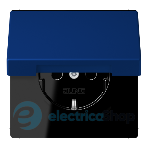 Розетка с з/к 250V/16A с крышкой, пруж.зажим JUNG LC1520BFKL261 bleu outremer foncé (4320T)