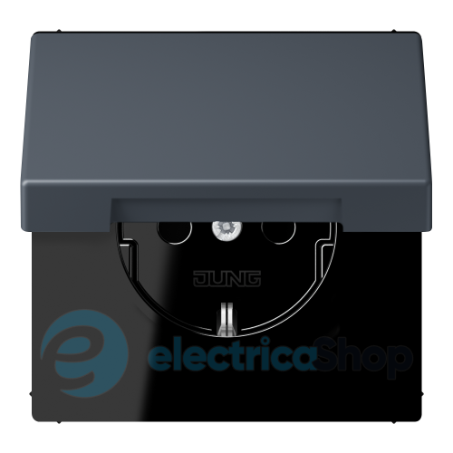 Розетка с з/к 250V/16A с крышкой, пруж.зажим JUNG LC1520BFKL262 gris foncé (4320U)