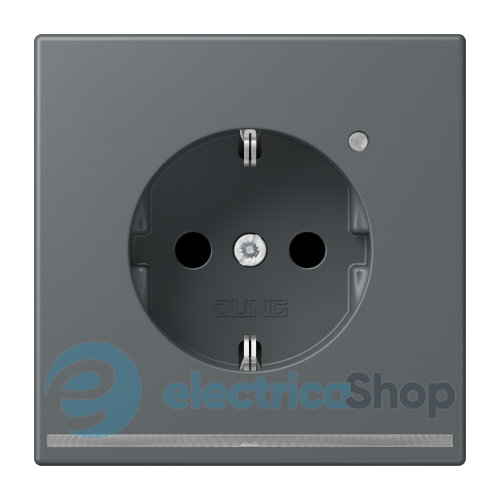 Розетка с з/к с LED подсветкой, пруж.зажим JUNG LC1520-OLNW202 gris foncé 31 (32010)