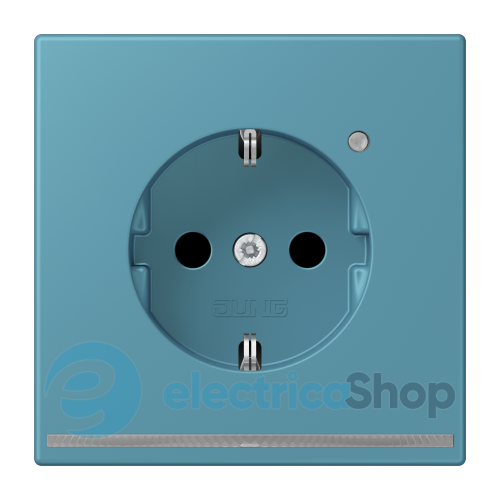 Розетка с з/к с LED подсветкой, пруж.зажим JUNG LC1520-OLNW212 céruléen vif (32031)
