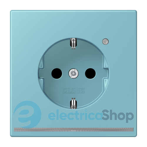 Розетка с з/к с LED подсветкой, пруж.зажим JUNG LC1520-OLNW213 céruléen moyen (32032)