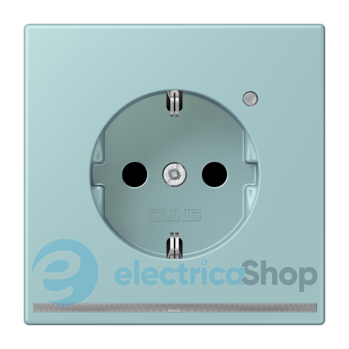 Розетка с з/к с LED подсветкой, пруж.зажим JUNG LC1520-OLNW214 céruléen clair (32033)