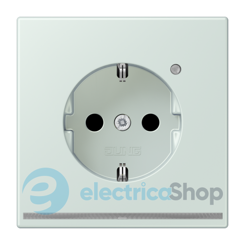 Розетка с з/к с LED подсветкой, пруж.зажим JUNG LC1520-OLNW215 céruléen pâle (32034)