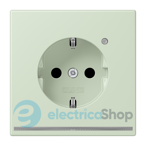 Розетка с з/к с LED подсветкой, пруж.зажим JUNG LC1520-OLNW218 vert anglais pâle (32042)