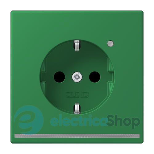 Розетка с з/к с LED подсветкой, пруж.зажим JUNG LC1520-OLNW219 vert foncé (32050)