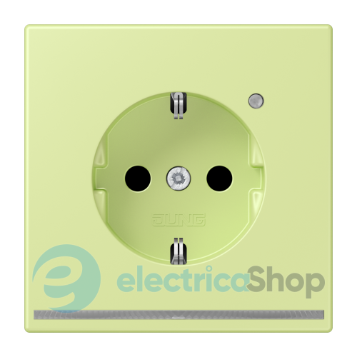 Розетка із з/к з LED підсвіткою, пруж.затиск JUNG LC1520-OLNW222 vert jaune clair (32053)