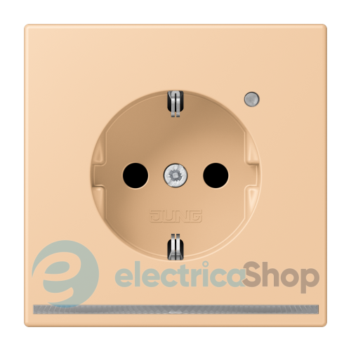 Розетка с з/к с LED подсветкой, пруж.зажим JUNG LC1520-OLNW237 terre sienne claire 31 (32122)