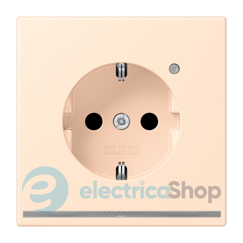 Розетка с з/к с LED подсветкой, пруж.зажим JUNG LC1520-OLNW238 terre sienne pâle (32123)