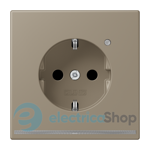 Розетка с з/к с LED подсветкой, пруж.зажим JUNG LC1520-OLNW242 ombre naturelle moyenne (32141)