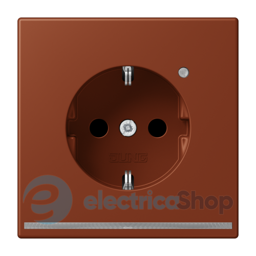 Розетка с з/к с LED подсветкой, пруж.зажим JUNG LC1520-OLNW247 terre sienne brûlée 59 (4320D)
