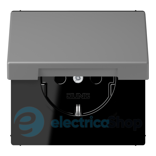 Розетка с з/к 250V/16A с крышкой, шторки, винт.зажим JUNG LC1521BFKIKL203 gris 31 (32011)