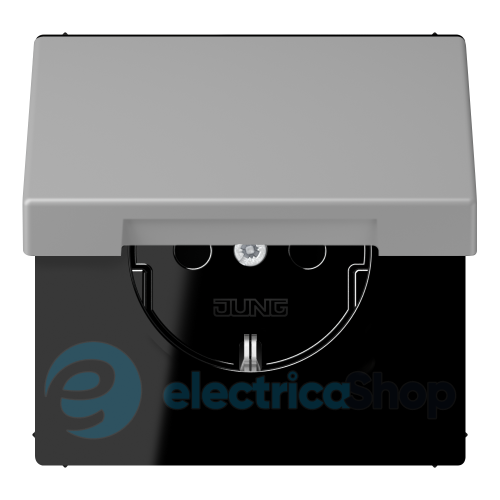 Розетка с з/к 250V/16A с крышкой, шторки, винт.зажим JUNG LC1521BFKIKL204 gris moyen (32012)