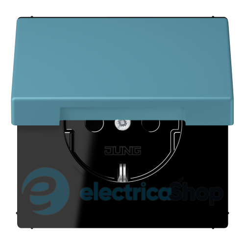 Розетка с з/к 250V/16A с крышкой, шторки, винт.зажим JUNG LC1521BFKIKL212 céruléen vif (32031)