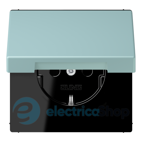Розетка с з/к 250V/16A с крышкой, шторки, винт.зажим JUNG LC1521BFKIKL214 céruléen clair (32033)