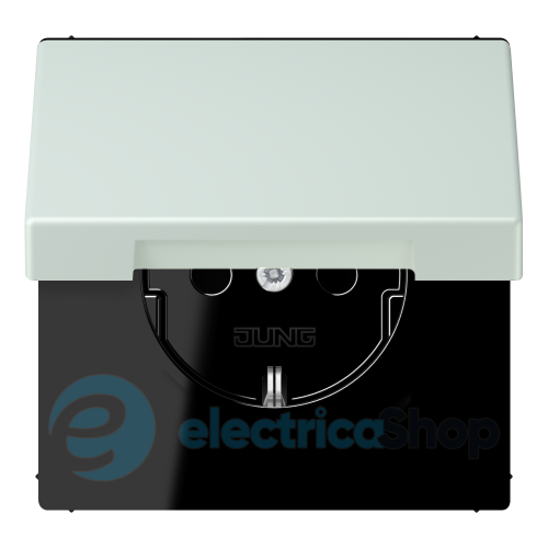 Розетка с з/к 250V/16A с крышкой, шторки, винт.зажим JUNG LC1521BFKIKL215 céruléen pâle (32034)