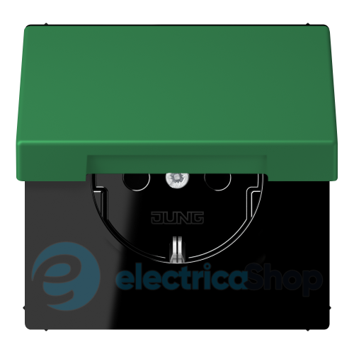 Розетка с з/к 250V/16A с крышкой, шторки, винт.зажим JUNG LC1521BFKIKL219 vert foncé (32050)