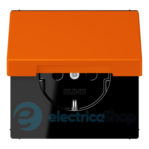 Розетка с з/к 250V/16A с крышкой, шторки, винт.зажим JUNG LC1521BFKIKL224 orange (32080)