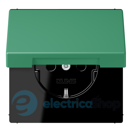 Розетка с з/к 250V/16A с крышкой, шторки, винт.зажим JUNG LC1521BFKIKL250 vert 59 (4320G)