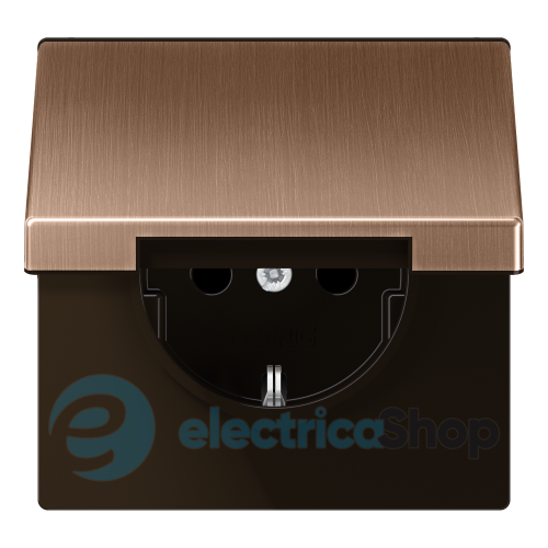 Розетка із з/к 250V/16A, пружин. затиск, з кришкою Jung BRG1520KL матова бронза