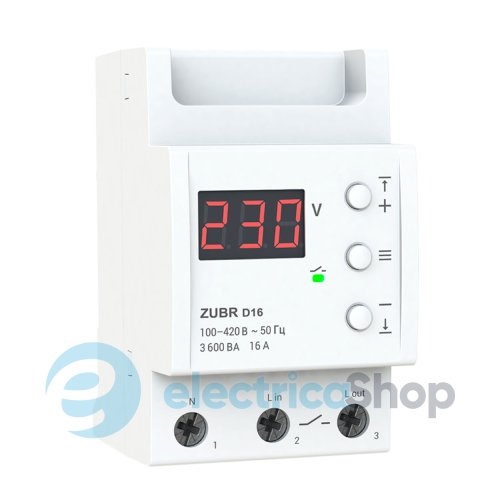 Реле напряжения 1-ф, 16А, DIN, ZUBR D16