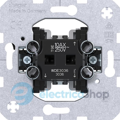 Механизм выключателя / переключателя 1-кл. 10AX/250V, автомат. клеммы Hager WDE3036