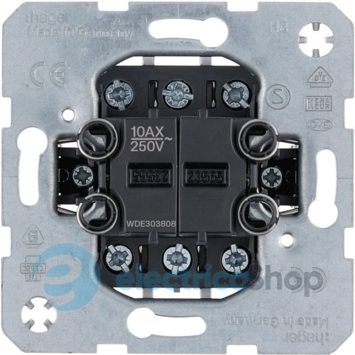 Механизм переключателя 2-кл. 10AX/250V, винтовые клеммы Hager WDE303808